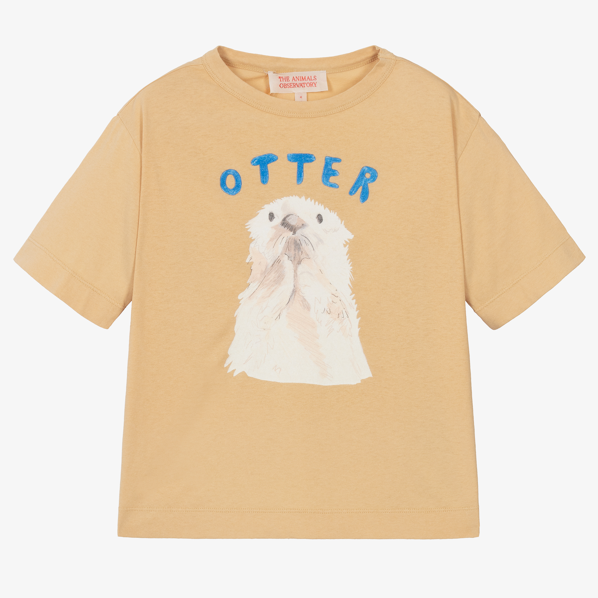 The Animals Observatory Beige Cotton Oversized Otter T-Shirt