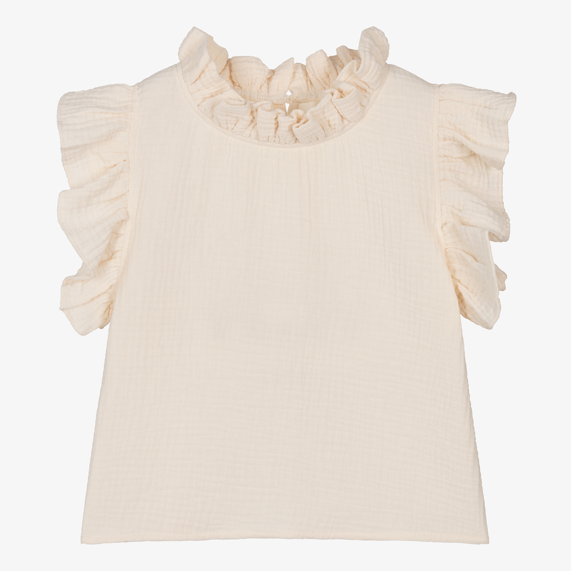 The New Society Girls Ivory Cotton Ruffle Blouse