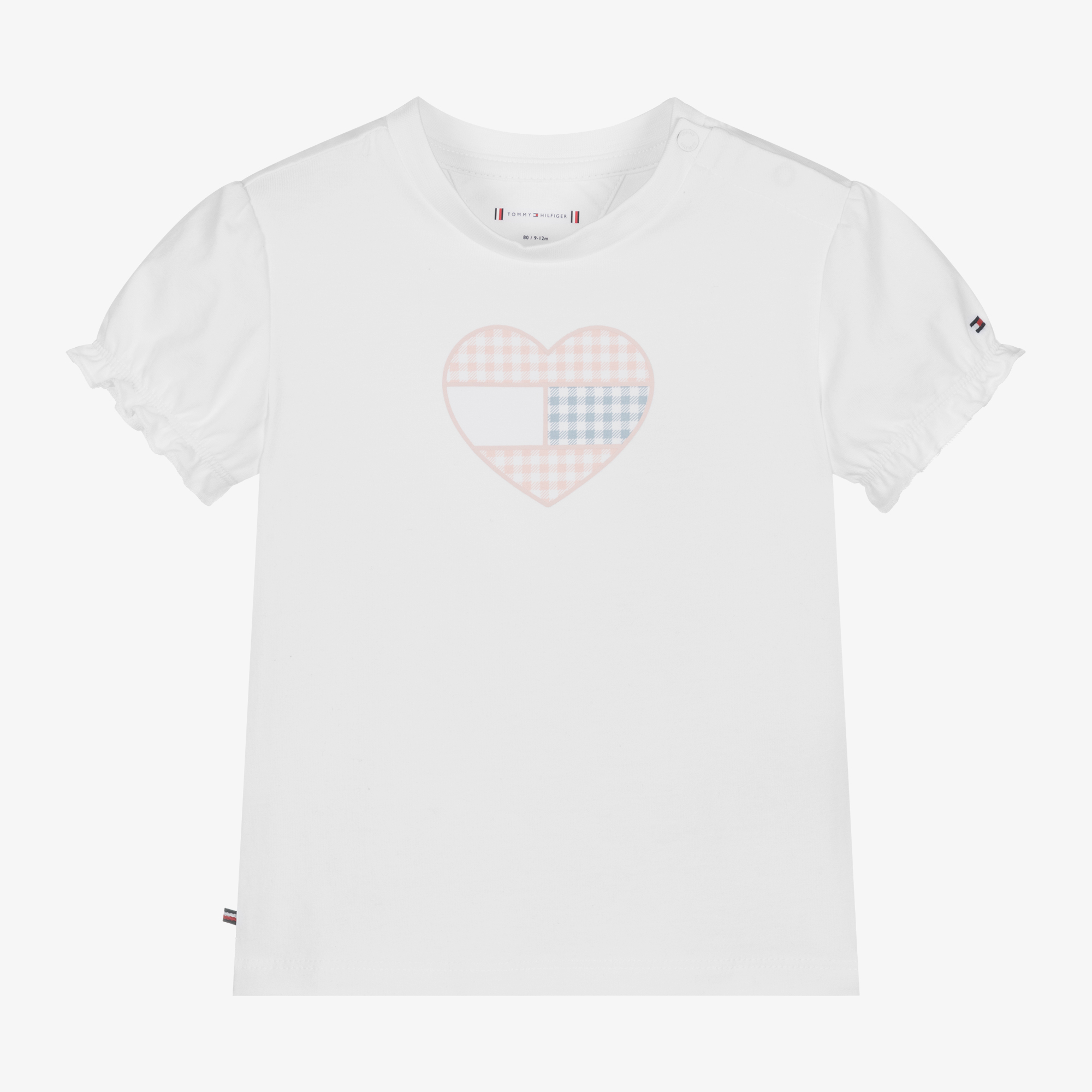 Tommy Hilfiger Baby Girls White Cotton Heart T Shirt