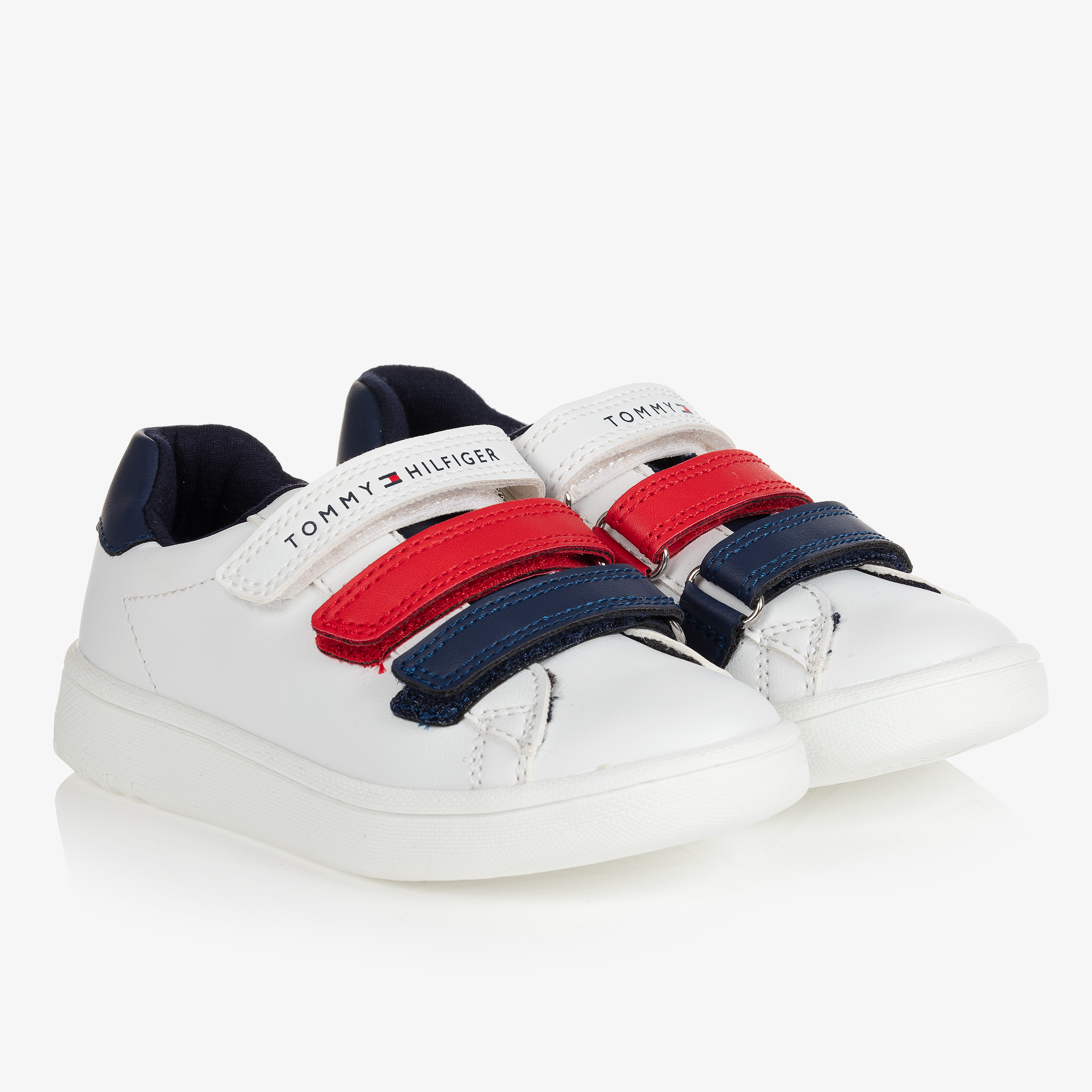 Boys white 2025 velcro trainers