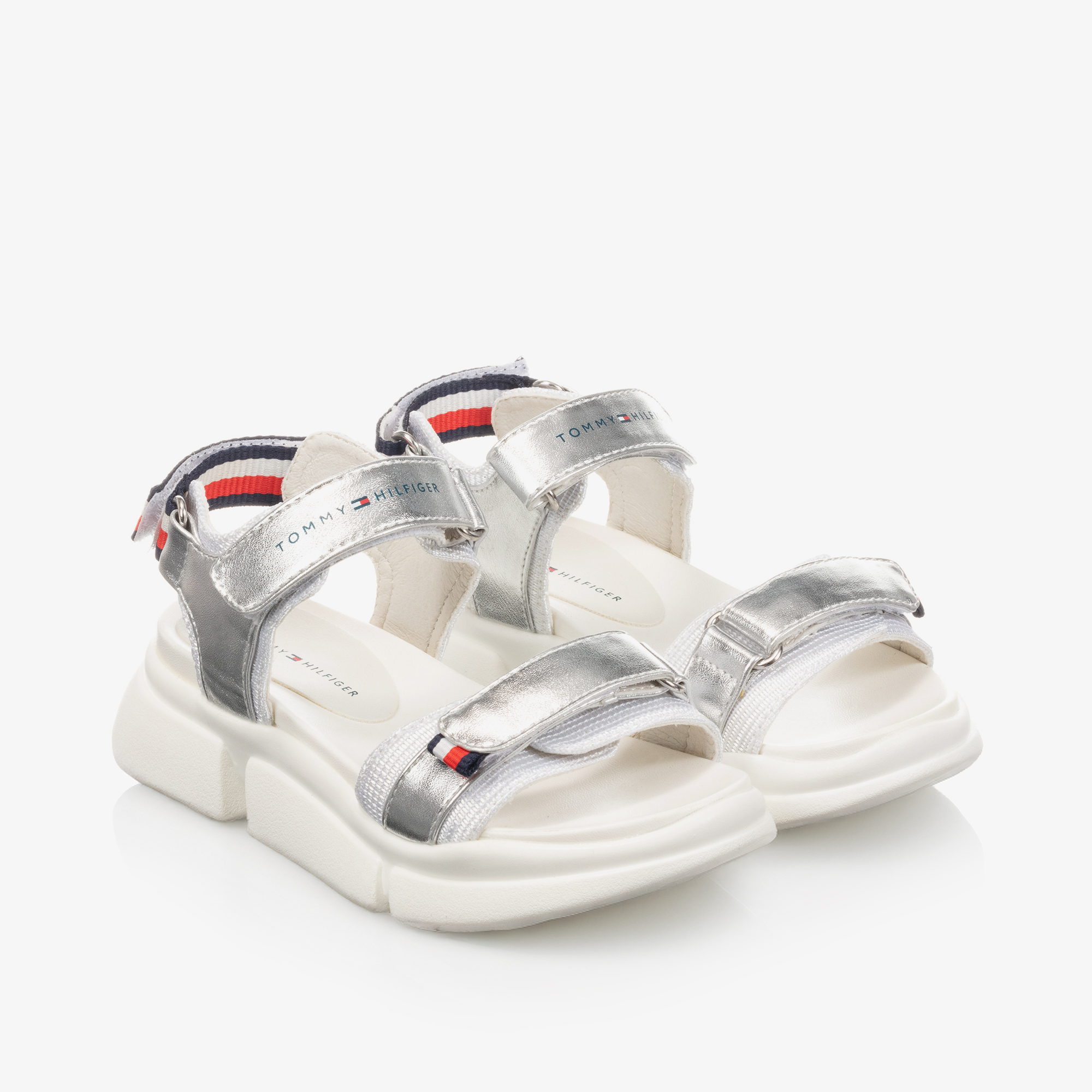 Tommy Hilfiger Girls Silver Logo Sandals