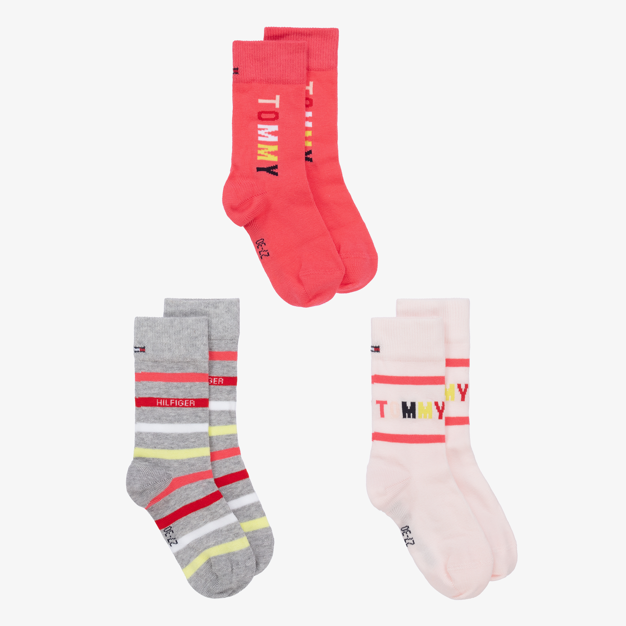 Pink Outlet Pack) Tommy | Logo Ankle Socks (3 Cotton Childrensalon Hilfiger -