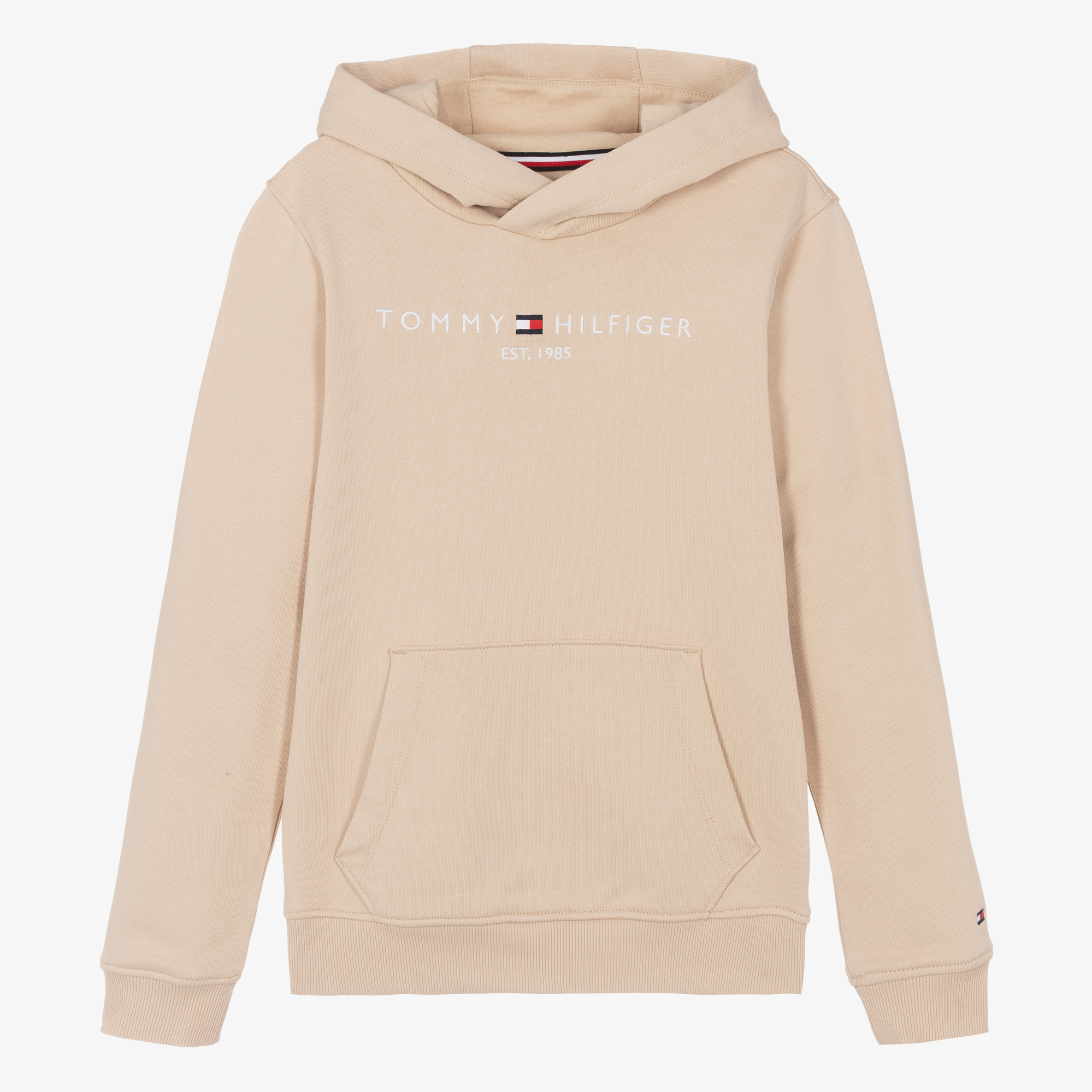 Tommy Hilfiger Teen Beige Cotton Jersey Embroidered Hoodie