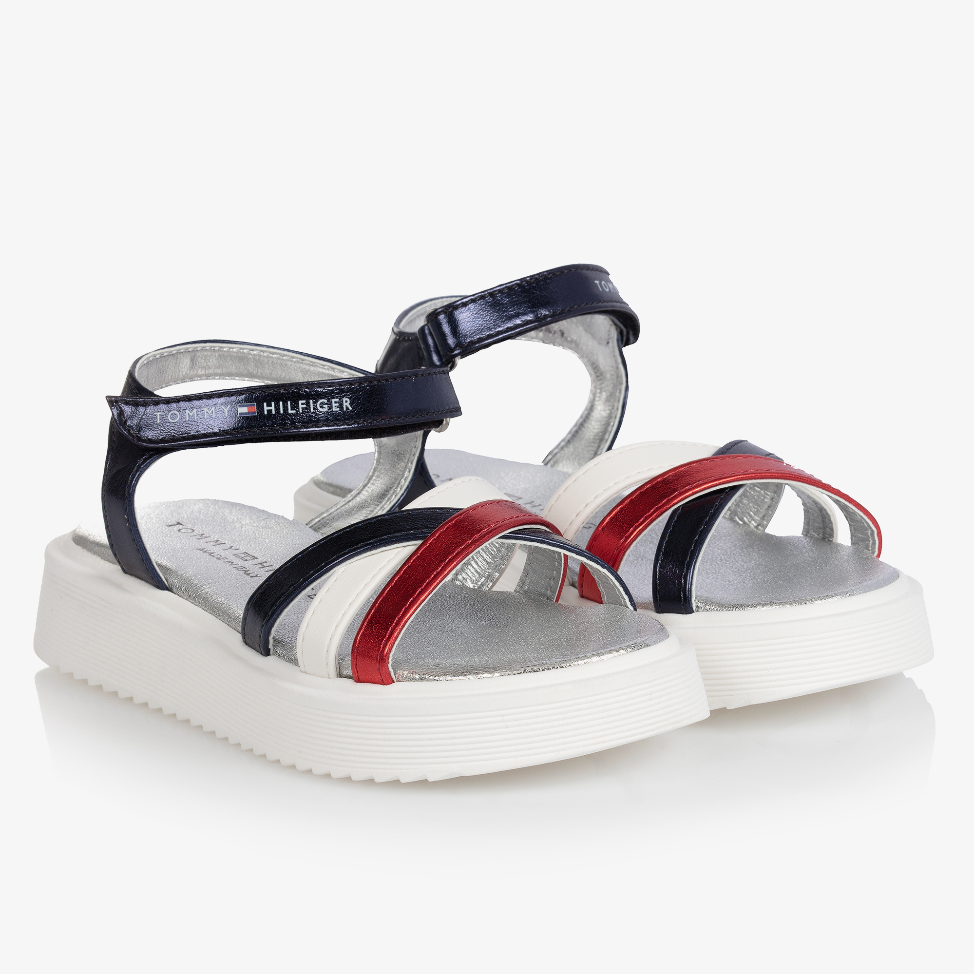 Tommy hilfiger red white store and blue sandals