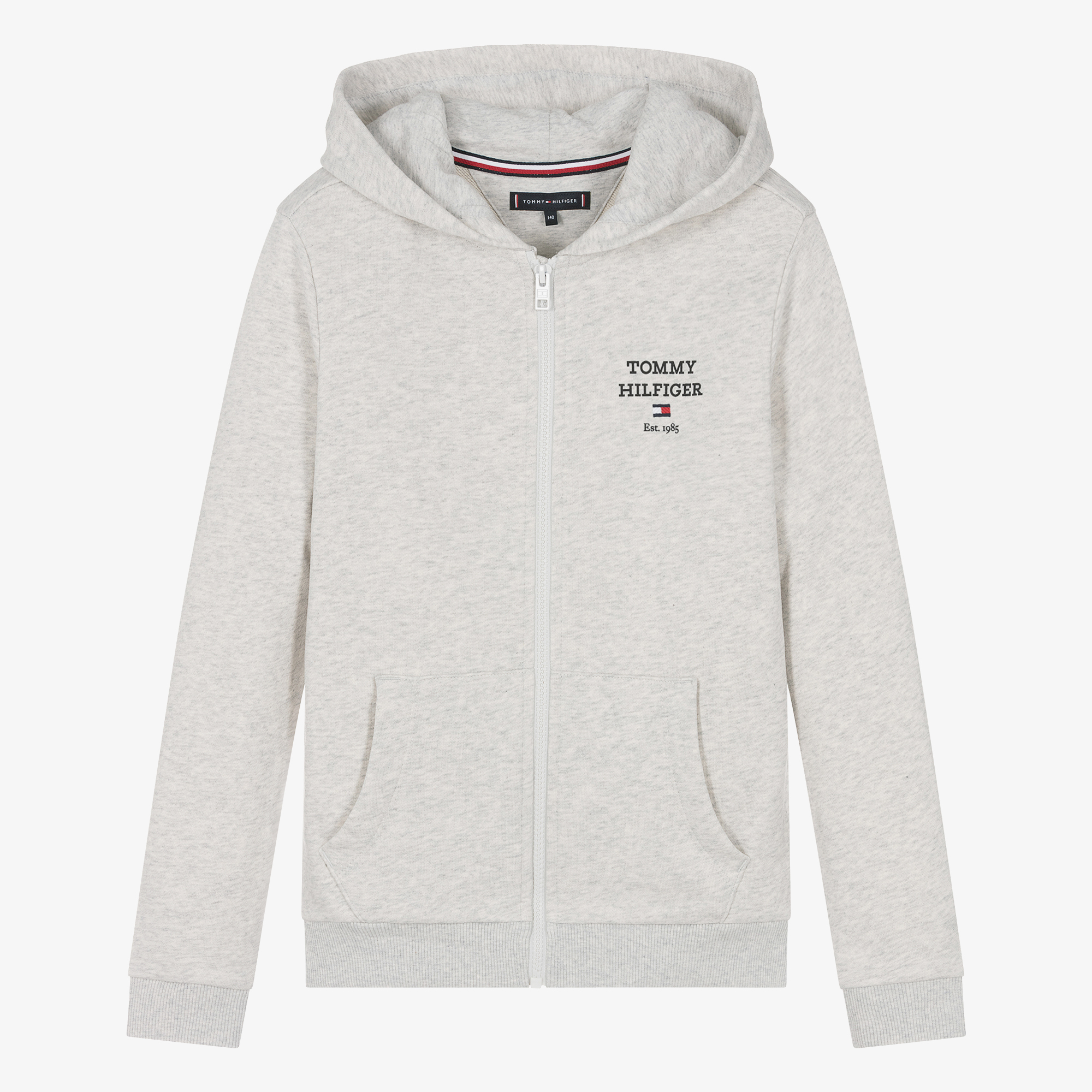 Tommy Hilfiger Teen Boys Grey Cotton Zip Up Hoodie