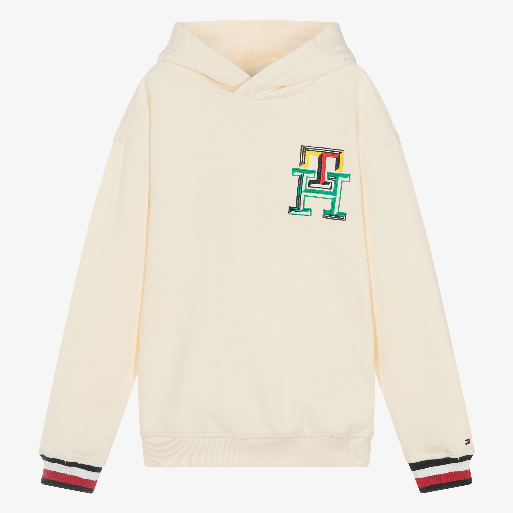 Tommy Hilfiger Teen Boys Ivory Embroidered Hoodie