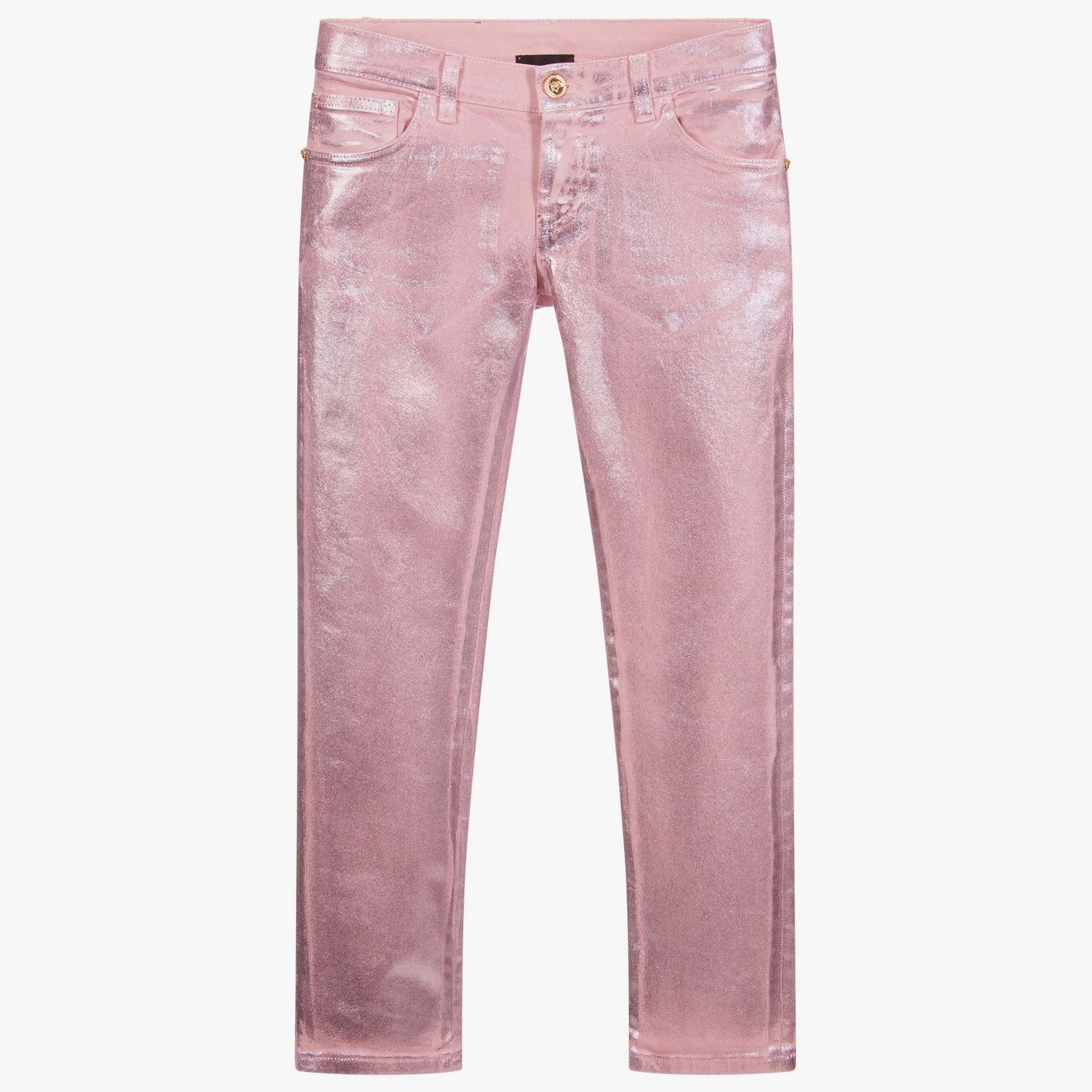 Pink metallic jeans fashion