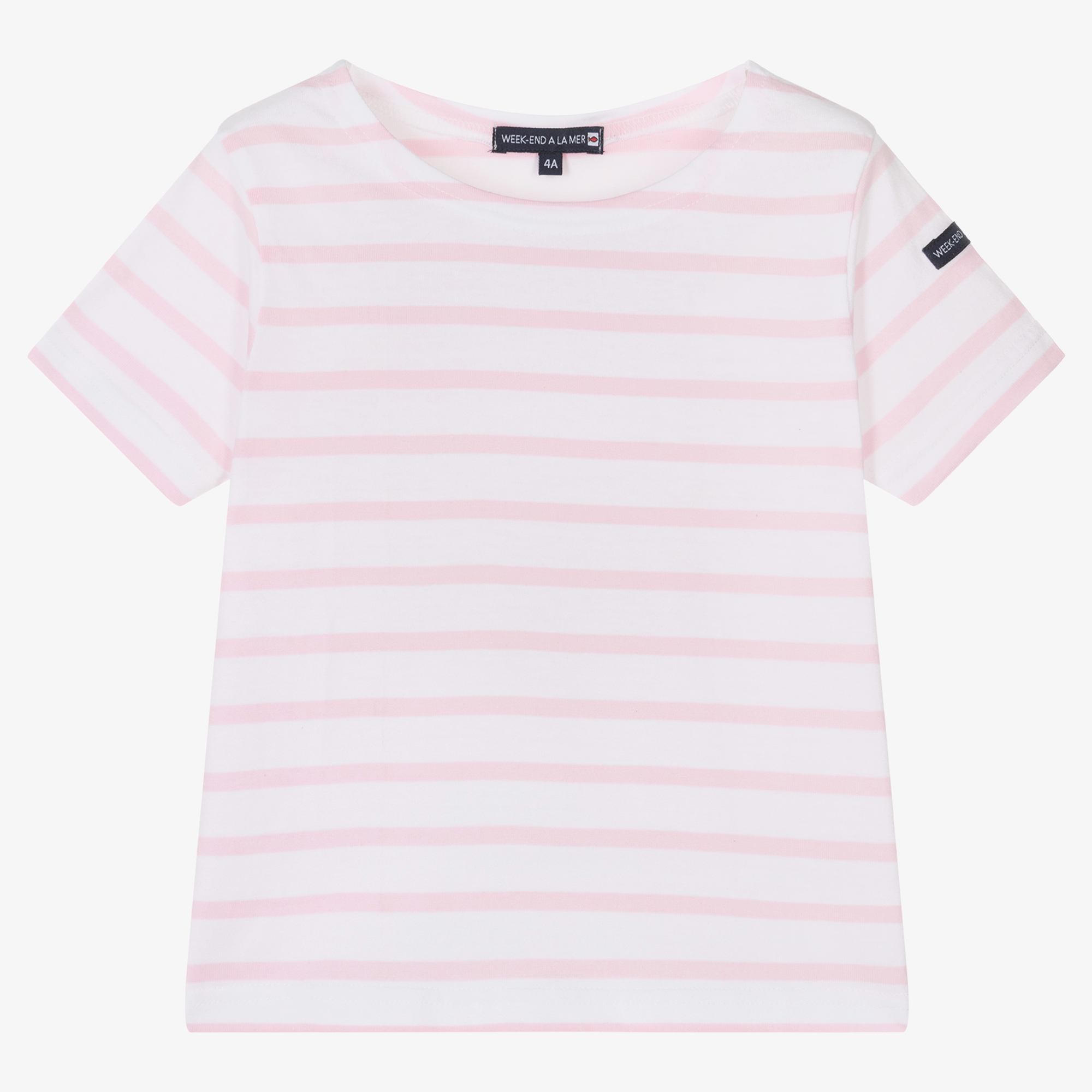 Week-End à La Mer Girls & White Breton Stripe T-Shirt Girls Toddler 4 Year Pink Cotton by Childrensalon