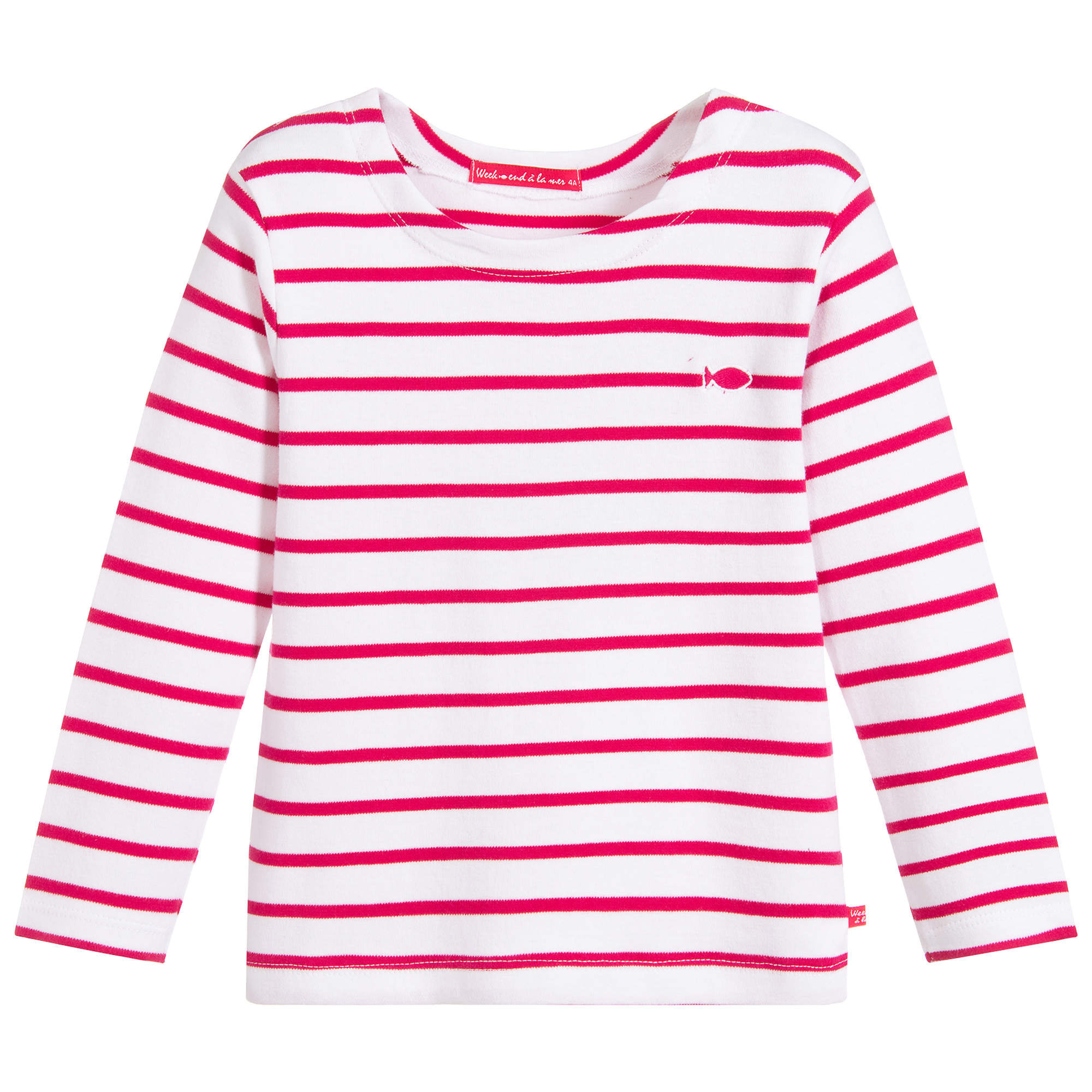 Week-End à La Mer Girls & White Striped T-Shirt Girls Infant 3 Month Pink Cotton by Childrensalon