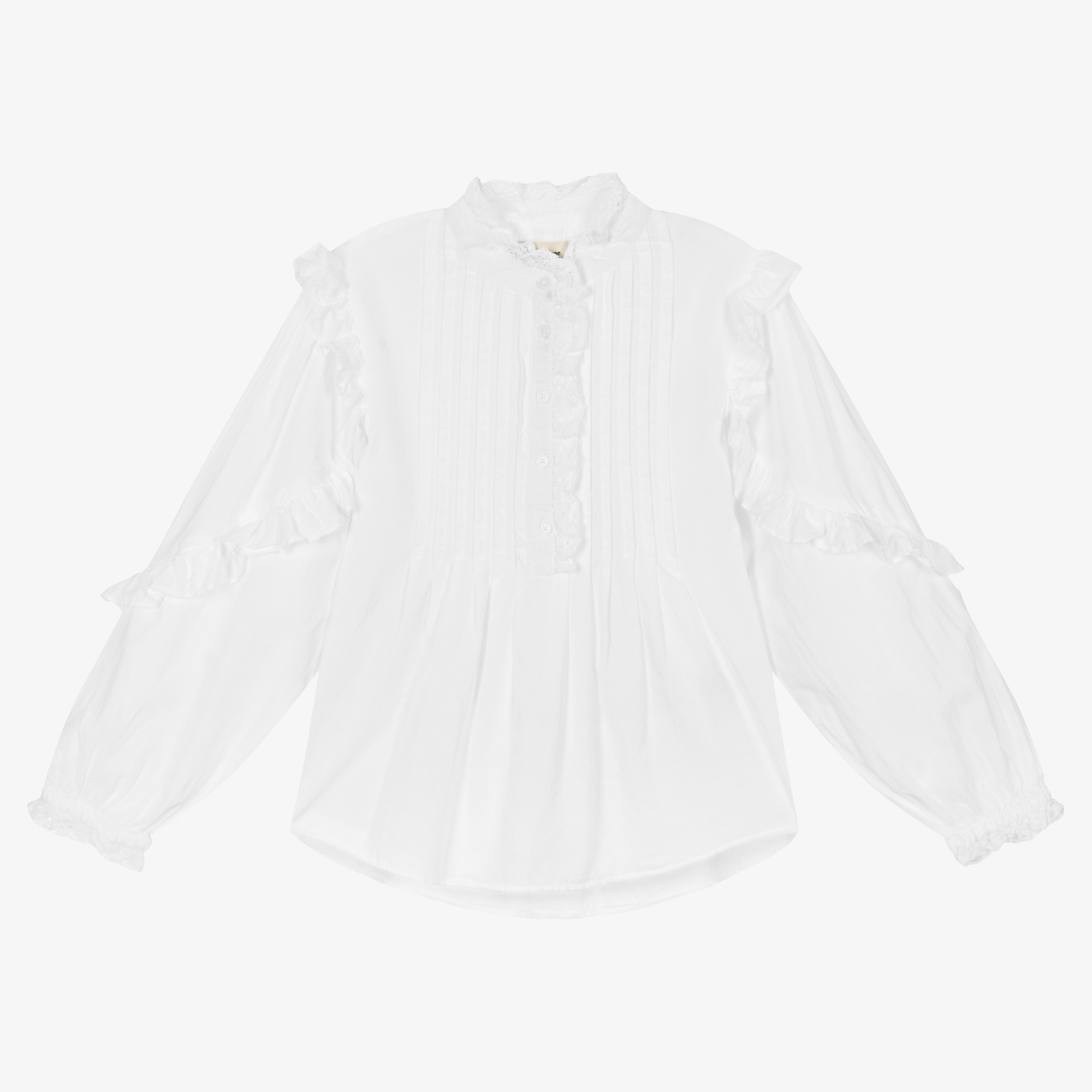 Zadig&Voltaire Girls White Cotton Ruffle Blouse